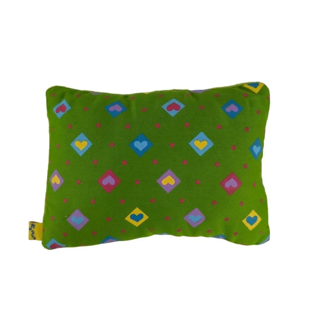 Build A Bear Green Blanket & Pillow Bedding Pink Polka‎ Dot Hearts Fleece BABW